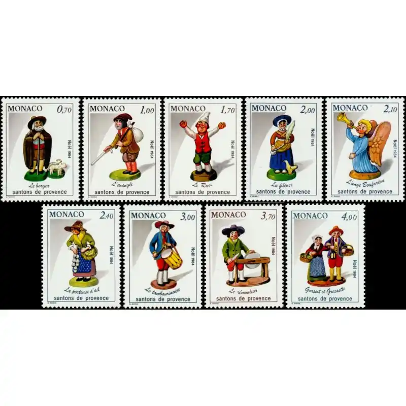 Promotion Timbres Monaco n°1437 à 1445 Noël. Les santons de Provence