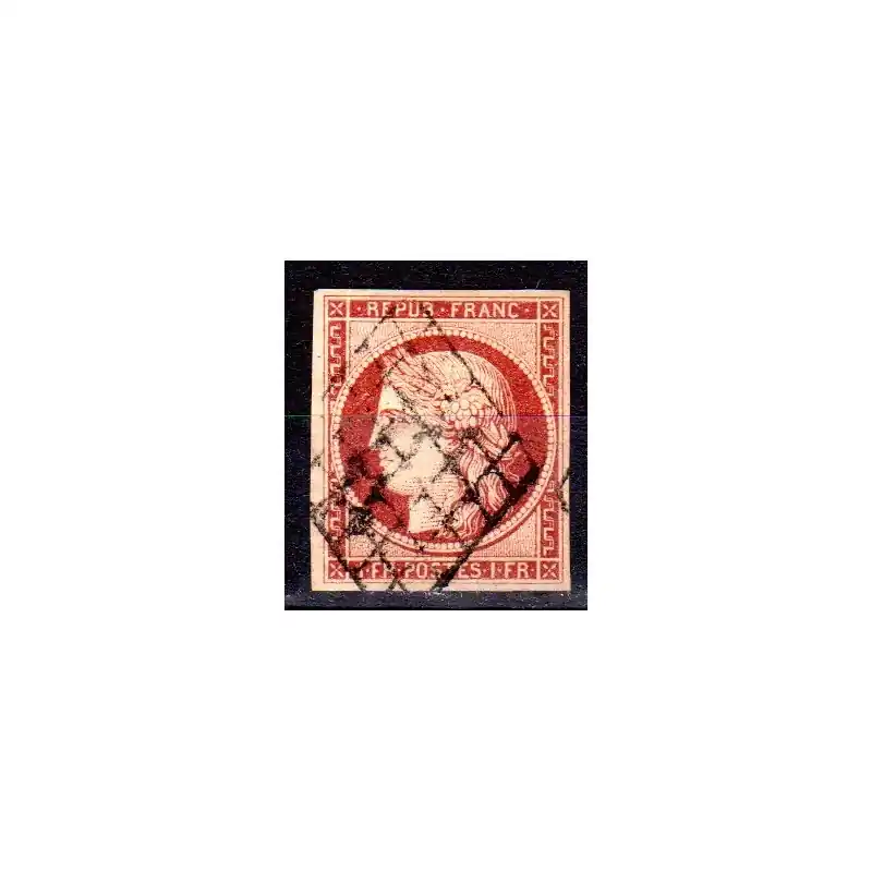 Gros Lot France Timbre Classique N°6 luxe Oblitération grille Signé Brun