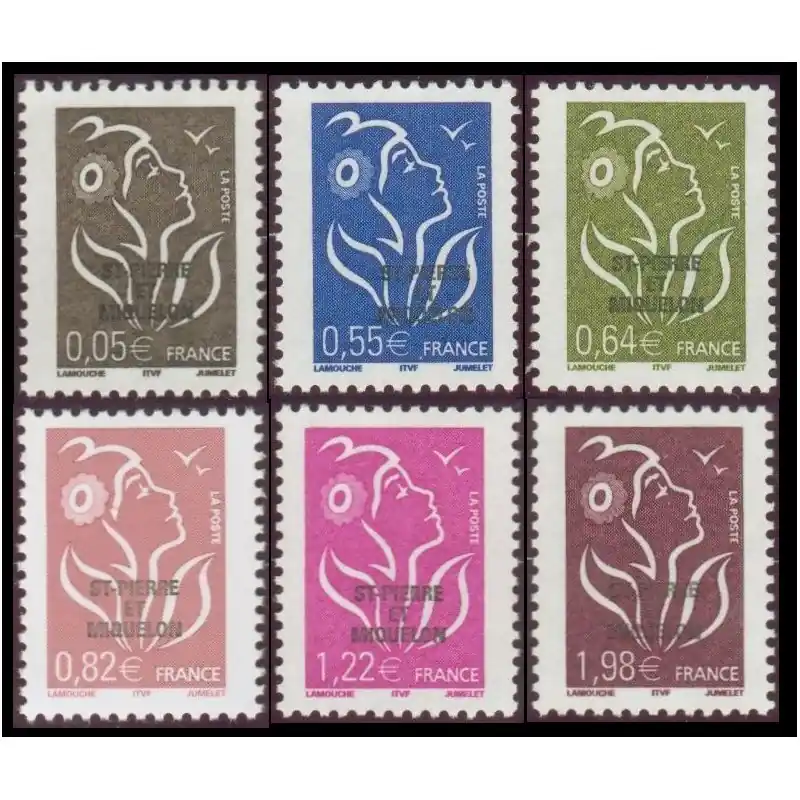 Fait Main Timbre Saint-Pierre et Miquelon n°845 à 850