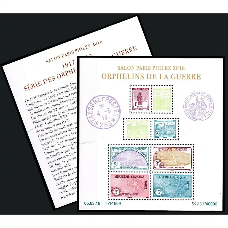 France Feuillet n°5226 Salon Paris Philex 2018 - Orphelins de la Guerre Offre Spéciale