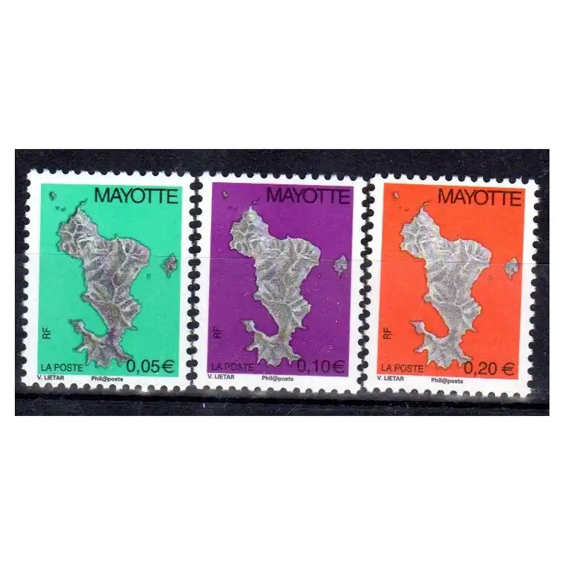 Timbre Mayotte n°158a, 159a, 160a Prix Cassé