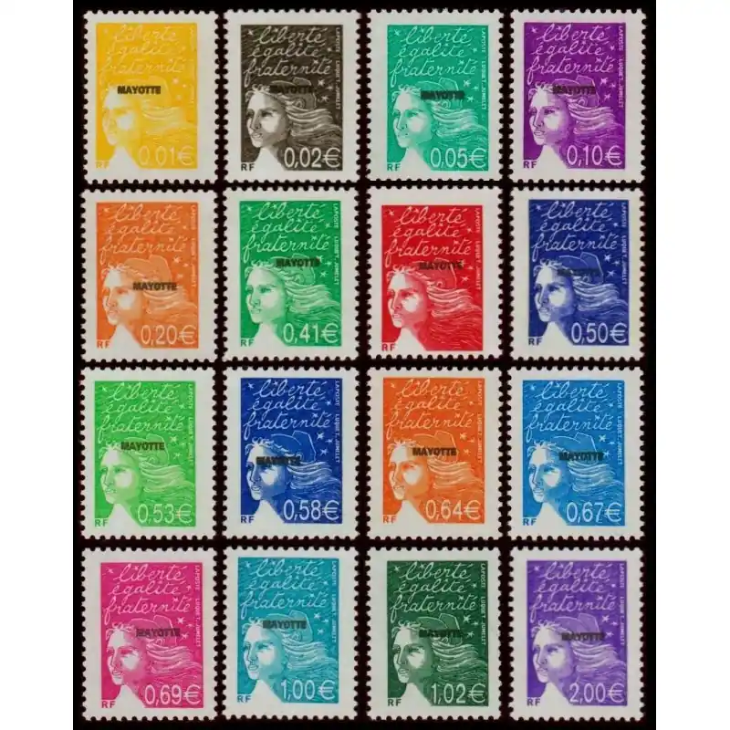 Timbre Mayotte n°112 à 127 Nouvel Arrivage