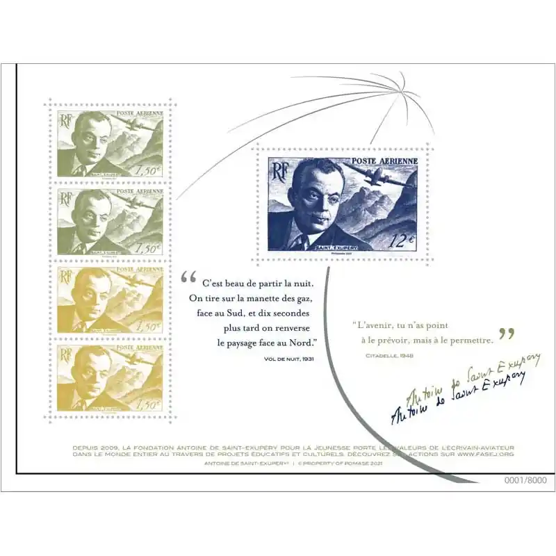 Feuillet France Poste Aérienne F89 - Antoine de Saint-Exupéry Prix Cassé