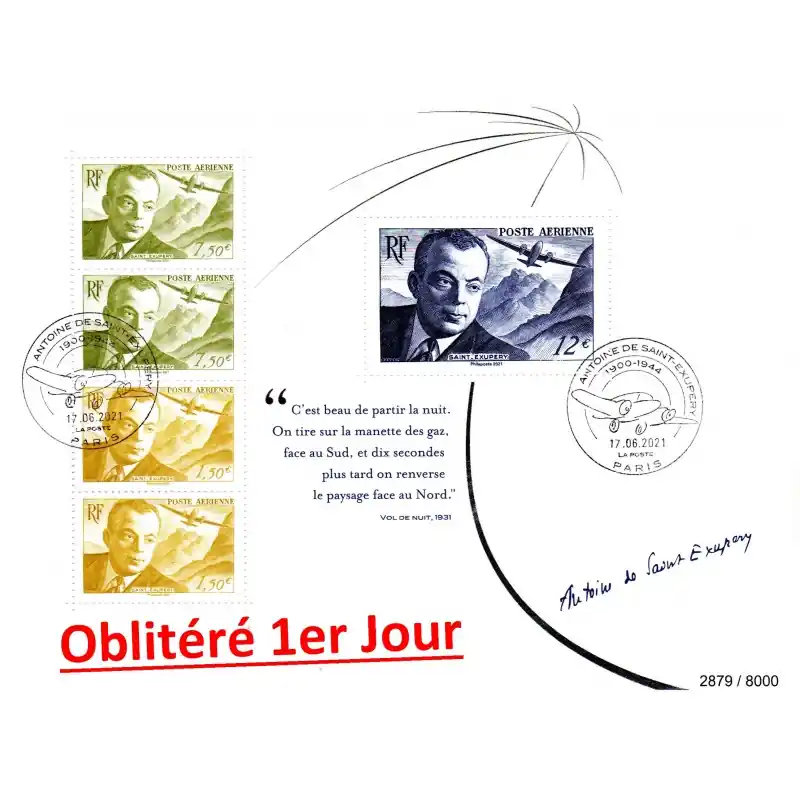 Prix Réduit Feuillet France Poste Aérienne F89 - Antoine de Saint-Exupéry Oblitéré 1er Jour