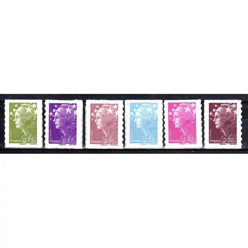 Timbres adhésifs entreprise. 6 valeurs Marianne 2010 Vente Directe