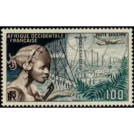 Fait Main Timbre de collection AOF - Poste Arienne 19