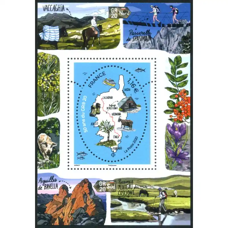 France Bloc Feuillet n°149 Randonnée. 50 ans du GR20 Neuf ** Exclusif