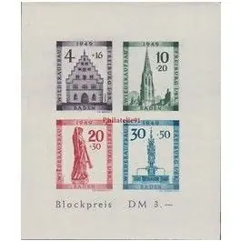 Prix Choc Timbre de collection Bade - Bloc Feuillet 2B