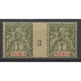 Achat Immédiat Timbre de collection Benin - 45 Millesime 3 (1893)