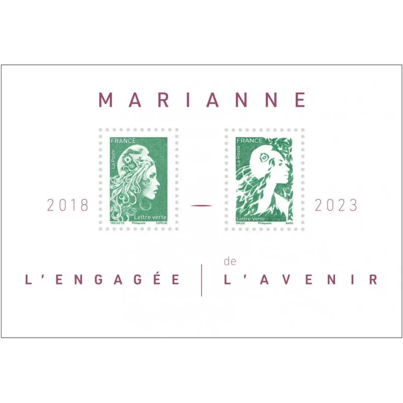 France Bloc Feuillet n°158 Lettre verte - Marianne l'Engagée et Marianne de l'Avenir Neuf ** Marque