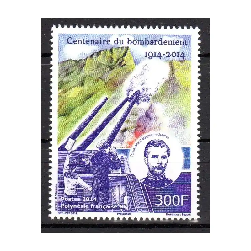 Timbre Polynésie n°1072 Centenaire du bombardement 1914-2014 Réduction