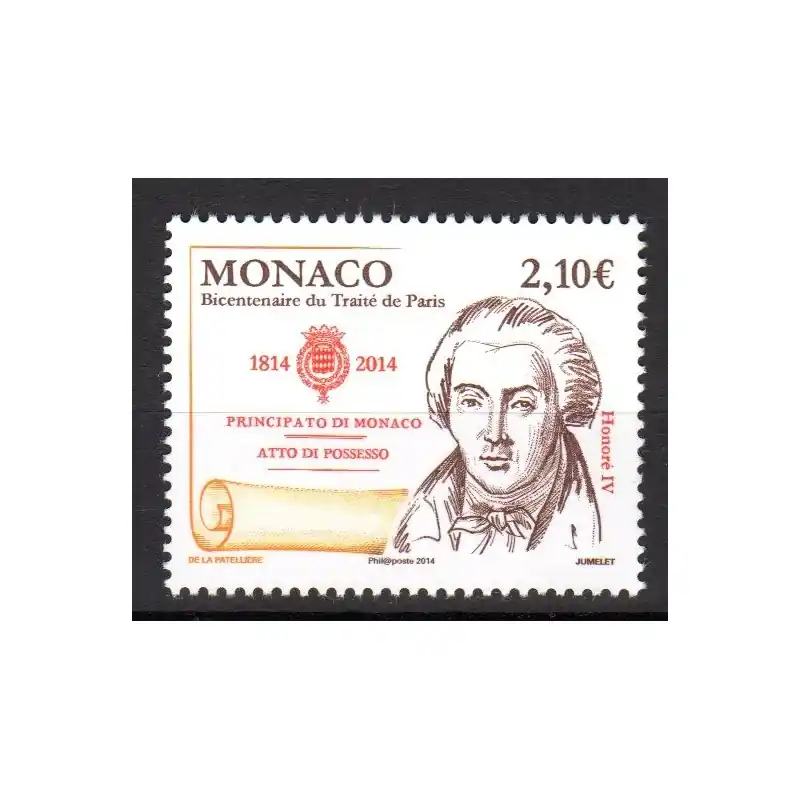 Timbre Monaco n°2930 Bicentenaire du Traité de Paris Prix Cassé