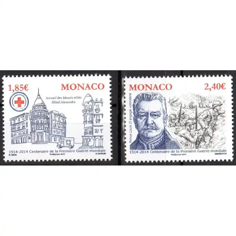 Acheter En Ligne Timbre Monaco n°2939 et 2940 Centenaire de la première guerre mondiale