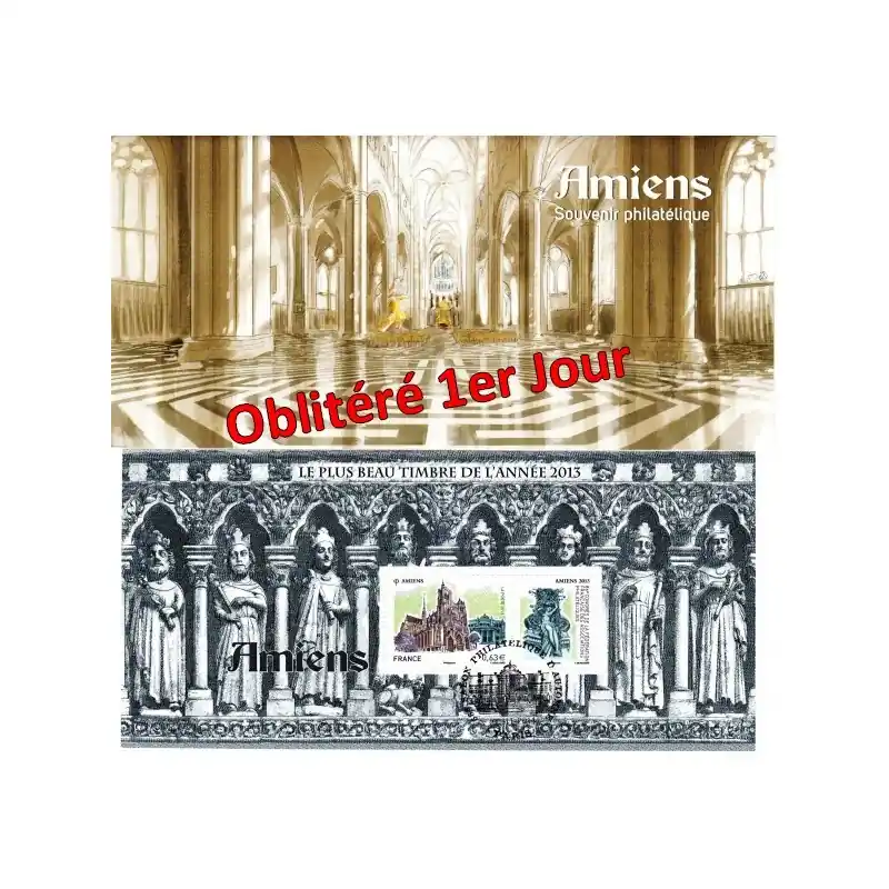 Artisanat Bloc Souvenir n°99 oblitéré 1er jour - Le plus beau timbre de l'année 2013 - Amiens