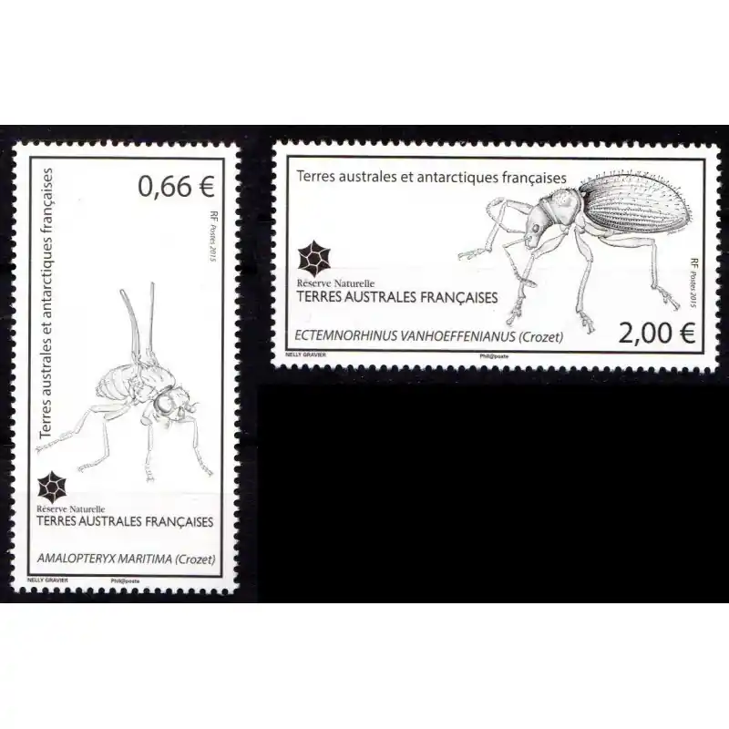 Timbre TAAF n°730 et 731 Insectes de l'île de la Possession Retour Gratuit
