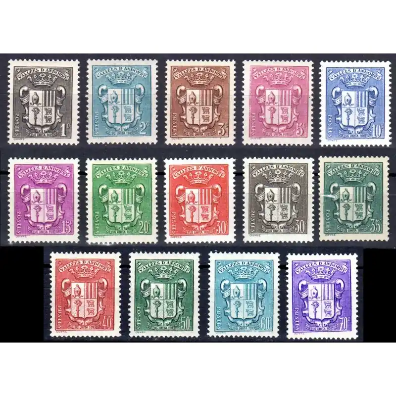 Offre Limitée Timbre Andorre n°47 à 60 Armoiries des Vallées Neuf sans charnière