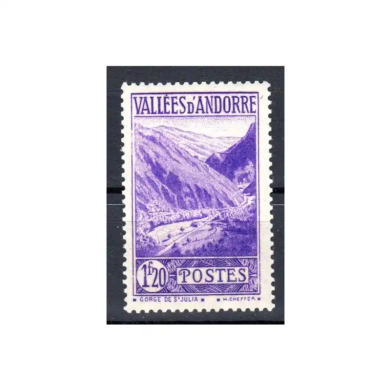 Authentique Timbre Andorre n°76 Paysage Neuf sans charnière