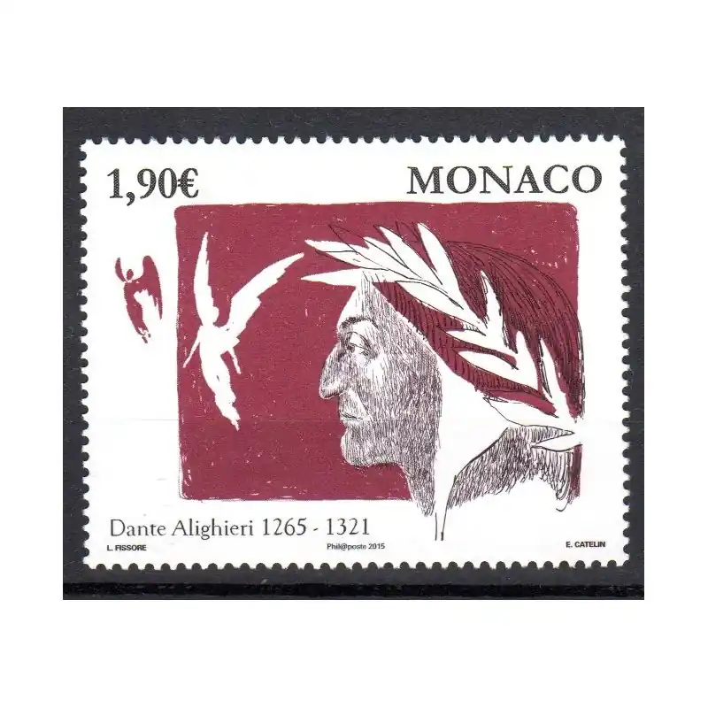 Expédition Rapide Timbre Monaco 2015 750ème anniversaire de la naissance de Dante Alighieri