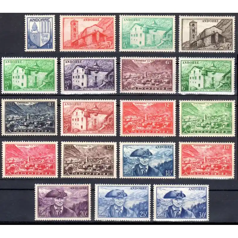 Nouveauté Timbre Andorre n°119 à 137 Paysages Neuf sans charnière