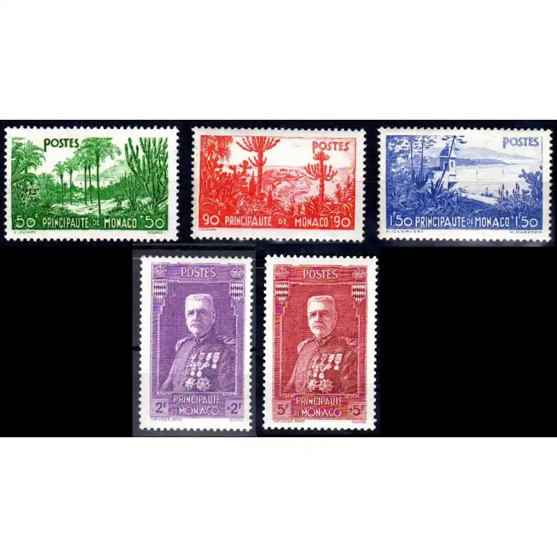Timbre Monaco n°135 à 139 Jardins de la Principauté et effigie Neuf sans charnière Tendance