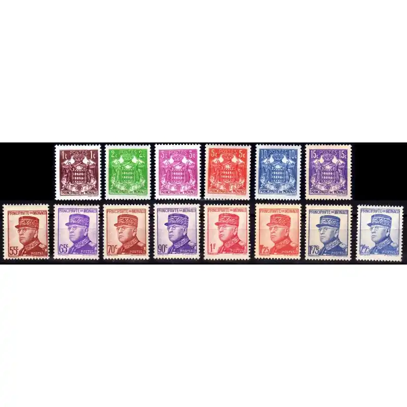 Timbre Monaco n°154 à 166 15ème anniversaire de l'avènement du Prince Louis II Neuf sans charnière Dernière Chance