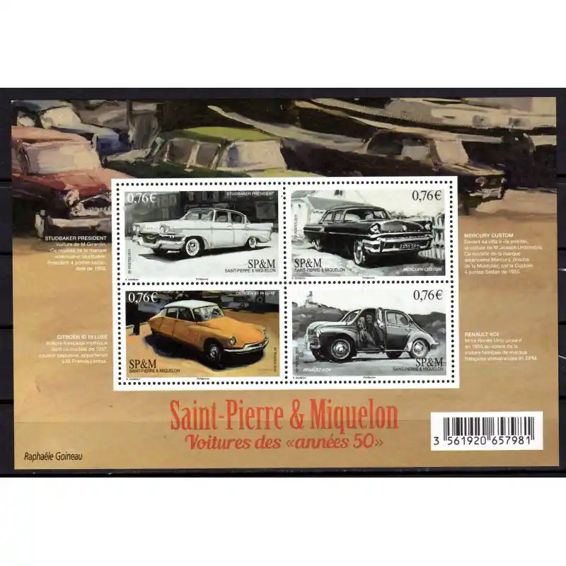 Timbre Saint-Pierre et Miquelon n°1133 à 1136 Voitures des "années 50" Livraison Express