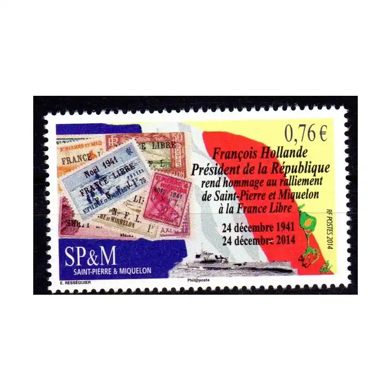 En Vogue Timbre Saint-Pierre et Miquelon n°1123 Ralliement de Saint Pierre à la France libre