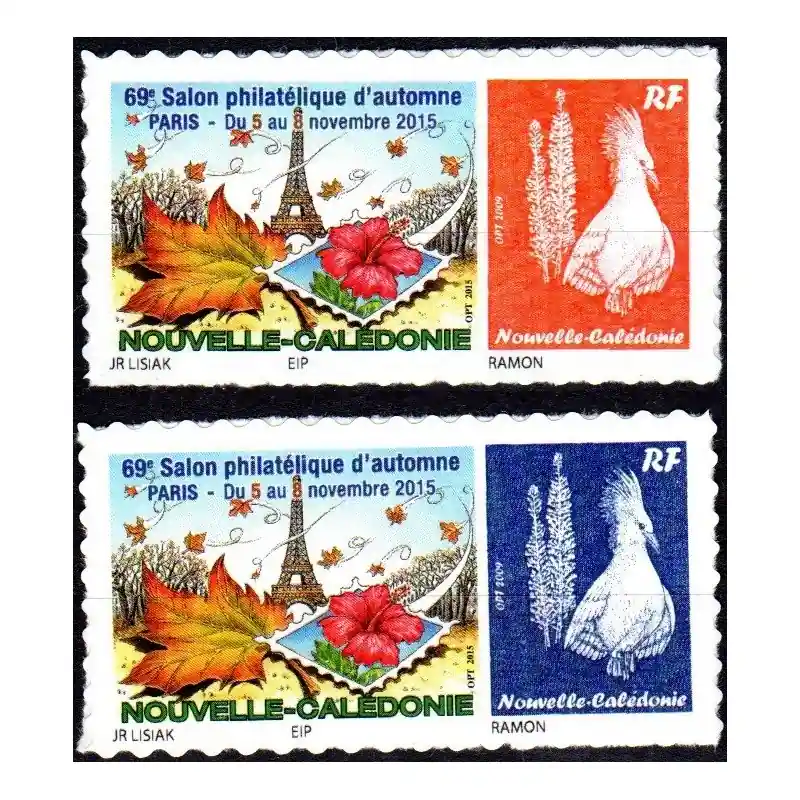Timbre Nouvelle Calédonie n°1262 et 1263 Cagou 69ème Salon Philatélique d'Automne, Paris Offre Spéciale