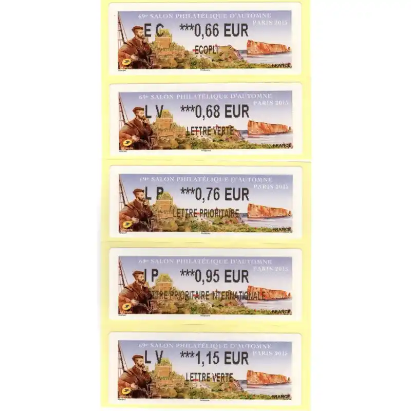 Vignettes LISA 2015 69ème Salon philatélique d'automne - Canada et Jacques Cartier Fait Main