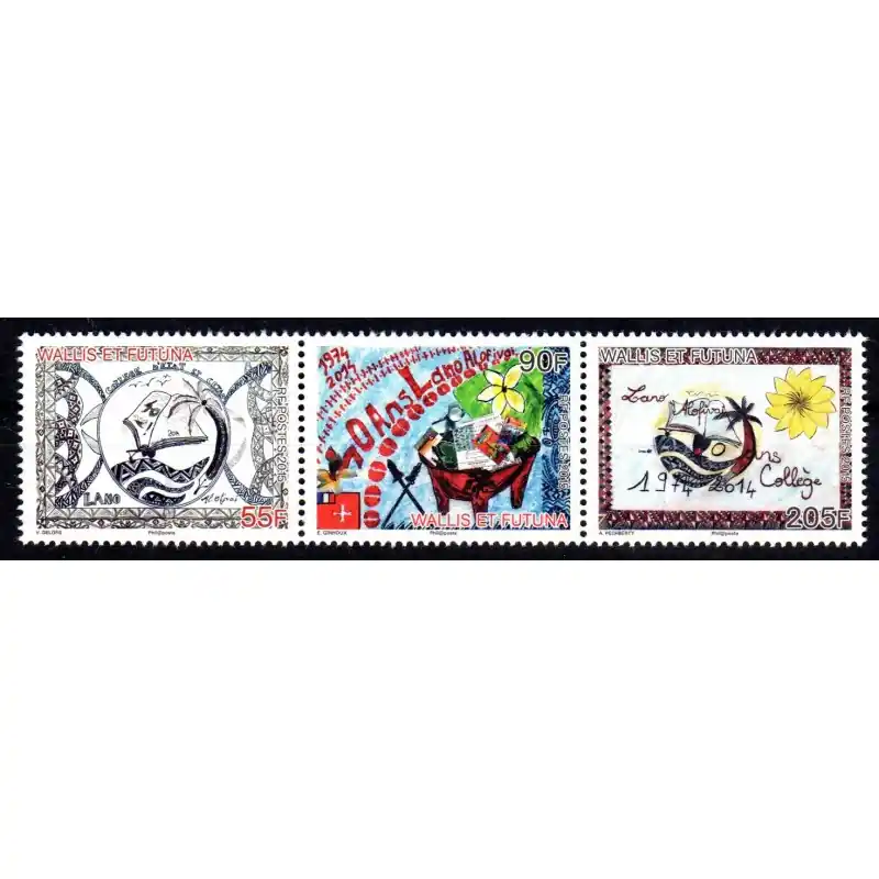 Timbre Wallis et Futuna n°842 à 844 40 ans du collège de Lano - Alofivai Livraison Express