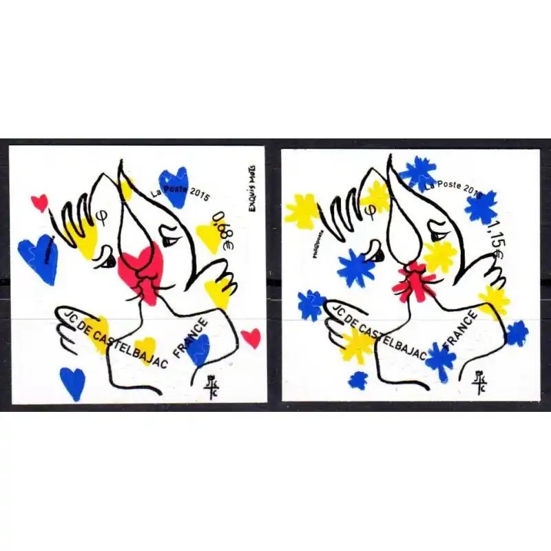 Timbres autoadhésifs n°1082 et 1083 Coeur Castelbajac 2015 Meilleure Qualité