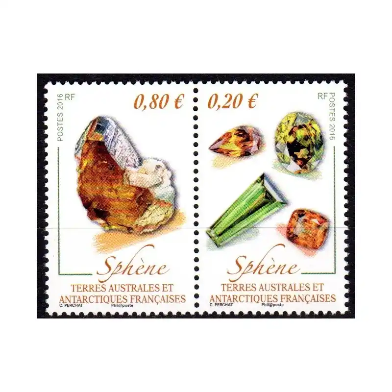 Timbre TAAF n°761 et 762 Sphène (Minéral) Top Vente