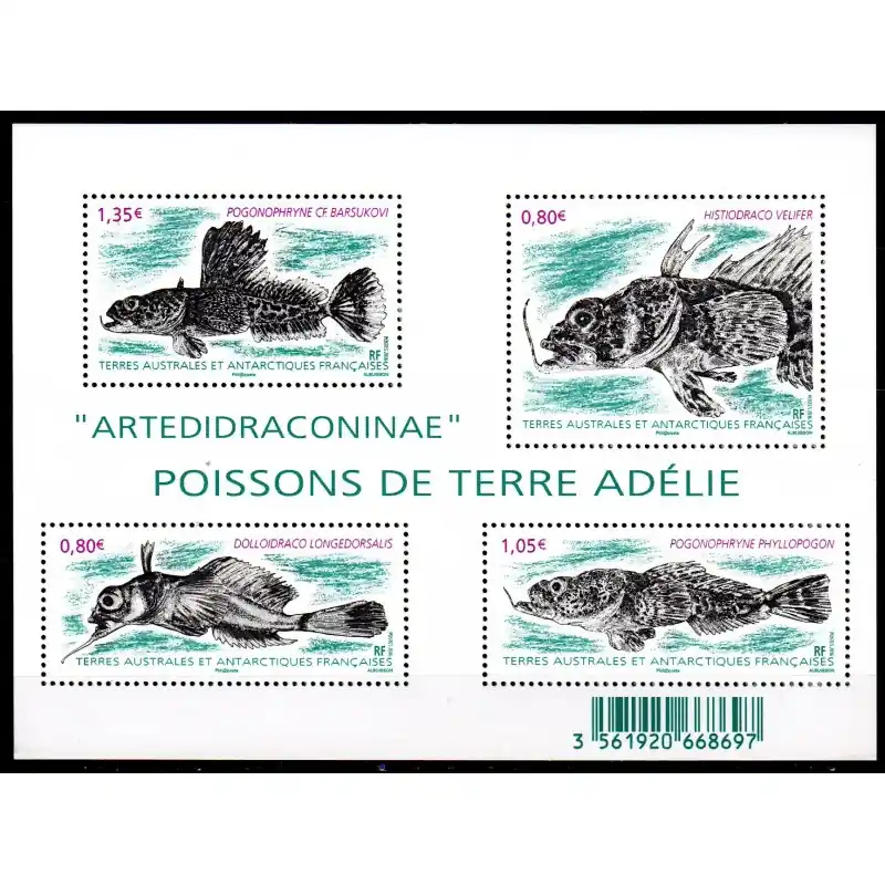 Dernière Chance Timbre TAAF n°774 à 777 Poissons de Terre Adélie