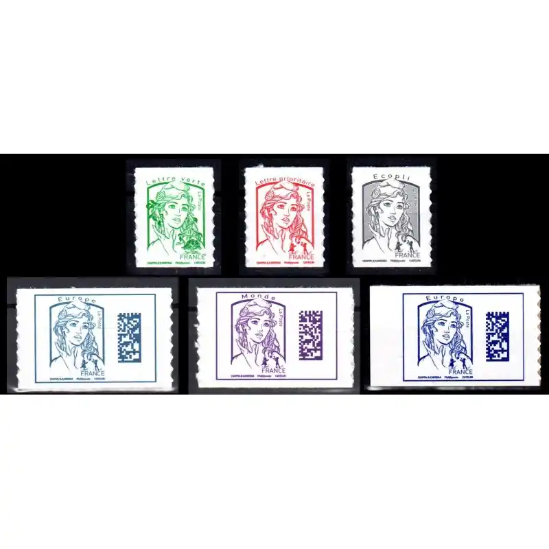 Timbres autoadhésifs n°1214 à 1217 Marianne 2016 - Nouvelle série sans mention de poids Nouveauté