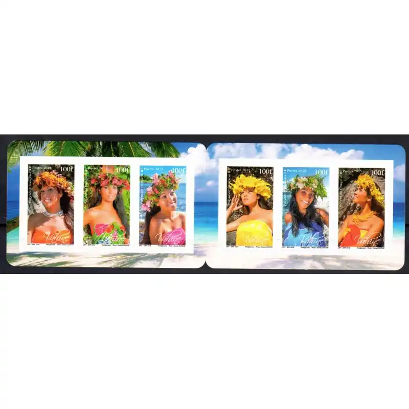 Timbre Polynésie n°1101 à 1106 Carnet: Vahine de Polynésie Seulement Aujourd’hui