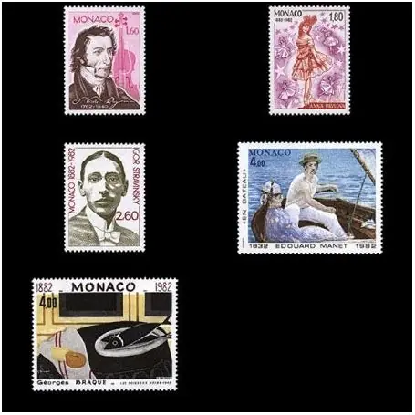 Prix Cassé Timbre de collection de Monaco N° 1344/48 neuf sans charnière