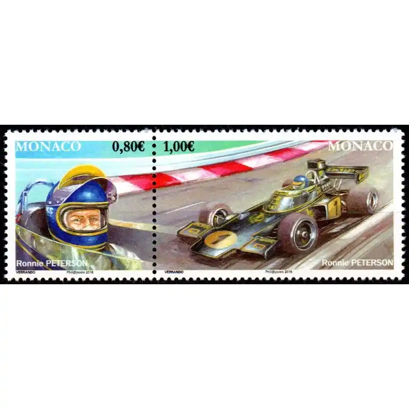Timbre Monaco n°3023 et 3024 Pilote de Formule 1: Ronnie Peterson Satisfait Ou Remboursé