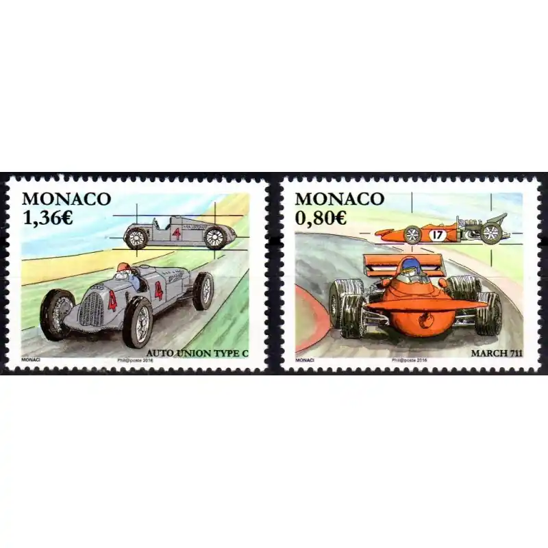 Marque Timbres Monaco n°3025 et 3026 Auto Union Type C et March 711