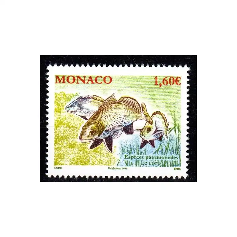 Timbre Monaco n°3022 Les espèces patrimoniales: Le corb Livraison Gratuite