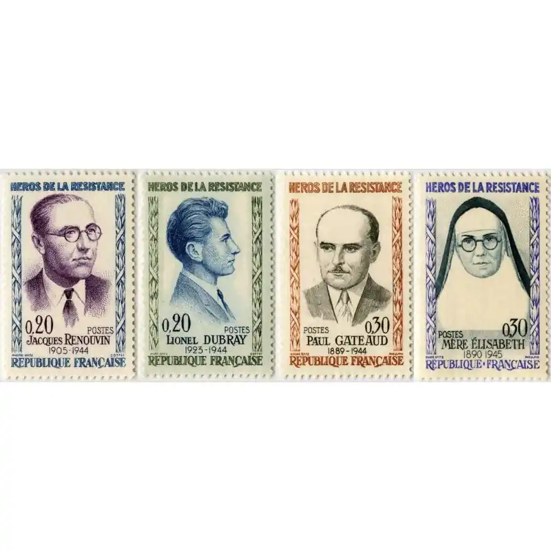 Timbre France N°1288 à 1291 Héros de la Résistance Neuf ** Solde