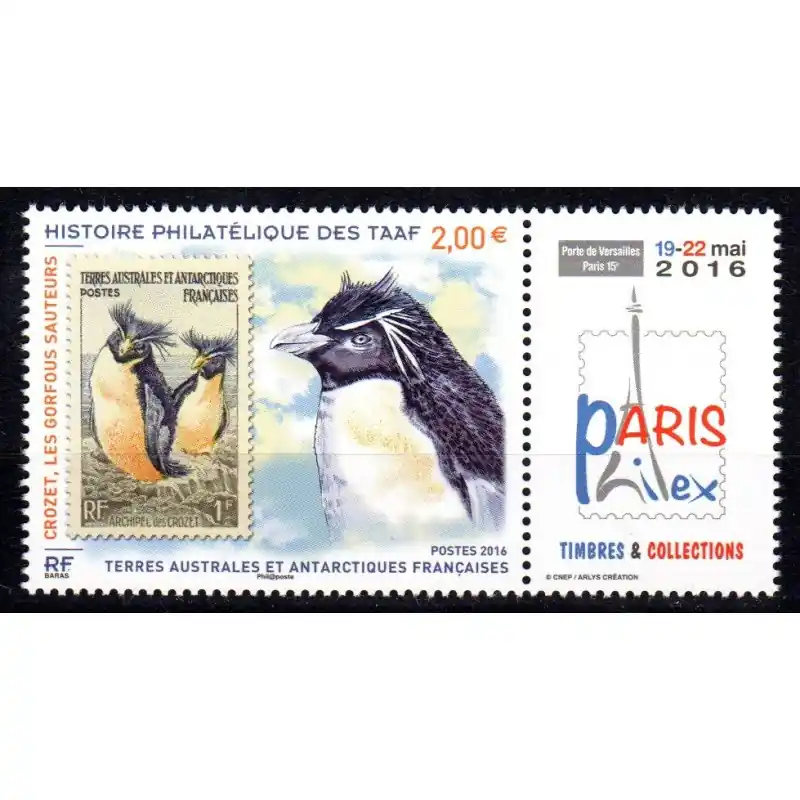 Timbre TAAF n°789 Les gorfous sauteurs Commander Vite