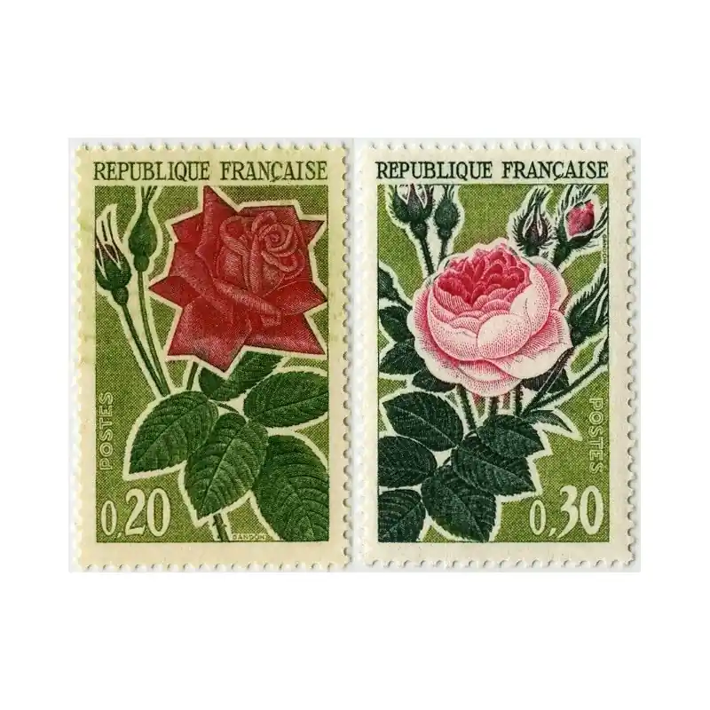 Timbre France N°1356 et 1357 Roses Neuf ** Tendance