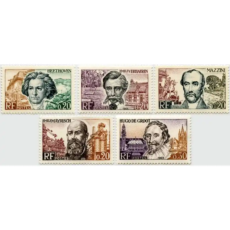 Timbre France N°1382 à 1386 Grands Hommes de la Communauté Economique Européenne Neuf ** Prix Bas