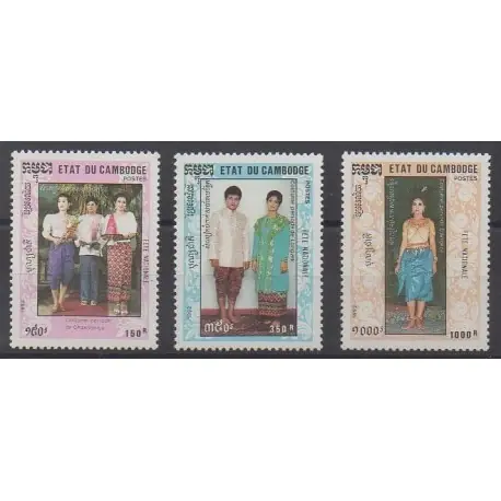 Produit De Marque Cambodge - 1992 - No 1040/1042 - Histoire - Costumes