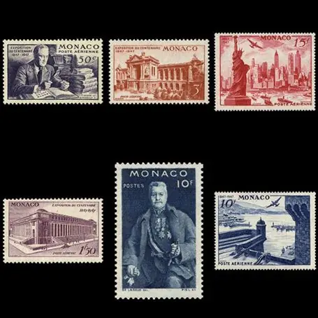 Timbre de collection de Monaco PA N° 22/27 neuf sans charnière Usine Directe