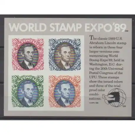 Original États-Unis - 1989 - No BF20 - Philatélie - Exposition