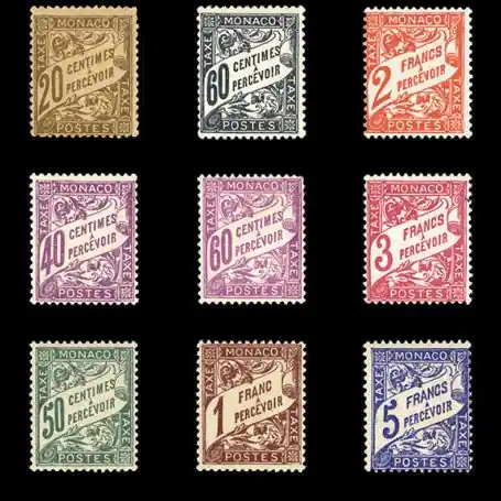 Authentique Timbre de collection de Monaco Taxe N° 18/26 neuf sans charnière