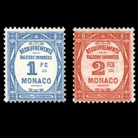 Timbre de collection de Monaco Taxe N° 27/28 neuf sans charnière Affaire À Saisir