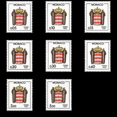 Timbre de collection de Monaco Taxe N° 75/82 neuf sans charnière Solde