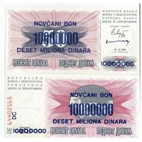 Billet de collection Bosnie Pk N° 36 - 10000000 Dinara Quantité Limitée